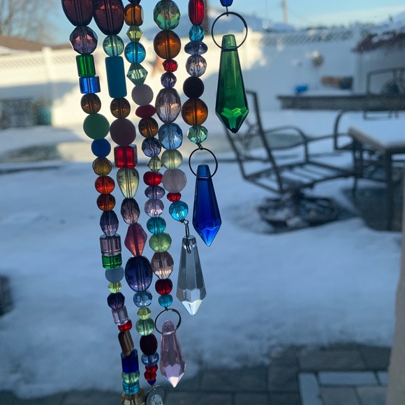 Hand Crafted Multicolor Beaded Crescent Light Catcher - Picture 6 of 13